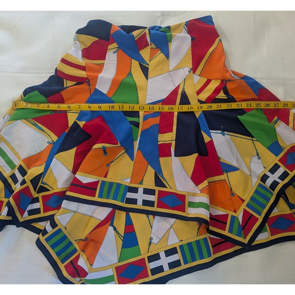 Lauren Ralph Lauren Abstract Geo Midi Skirt Hanky Hem Resort Coastal Size 6 - Picture 5 of 5